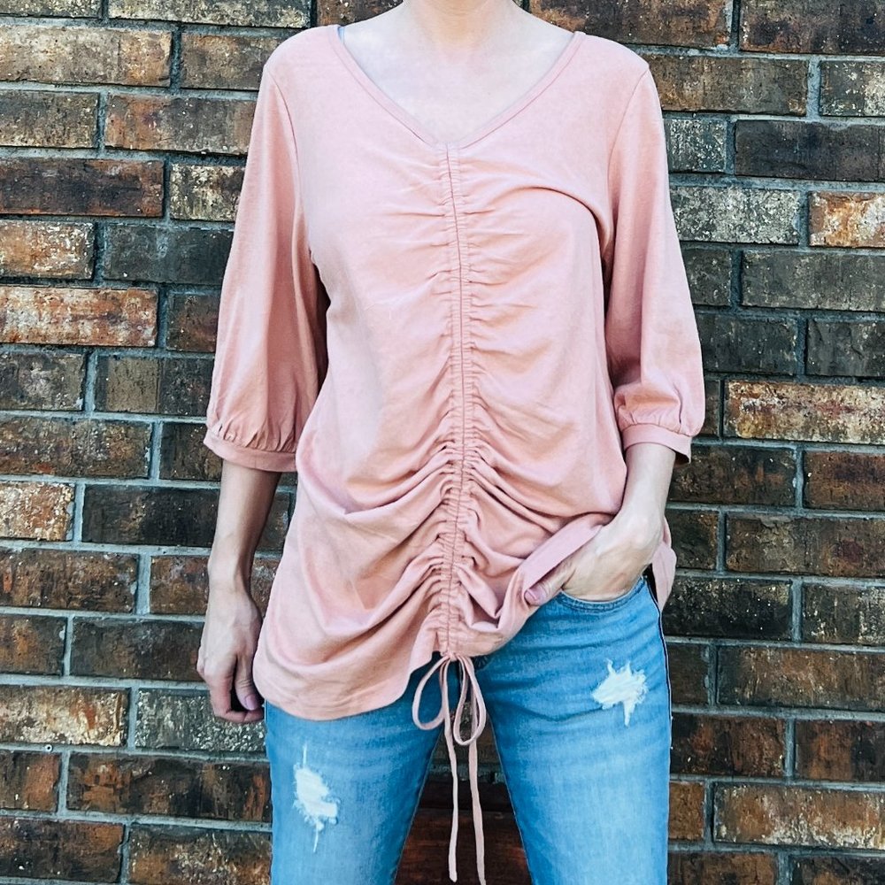 Peach V Neck Top
